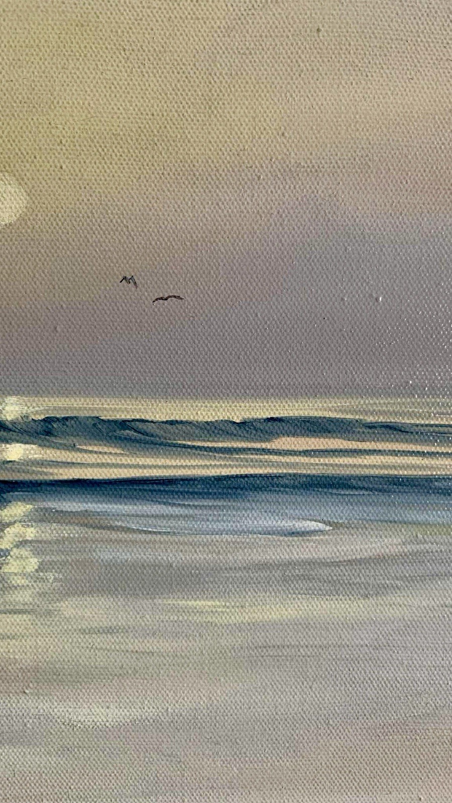 Vintage Sunrise Seascape Beach Front Oil Painting On Canvas Signed HARRIS Artist