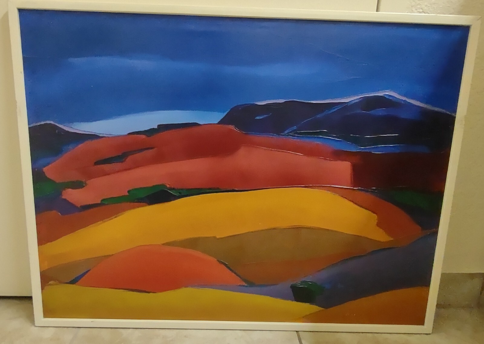 Abstract Landscape Oil Painting on Board, Signed «FINO», Framed 34.5″H X 32.25″W