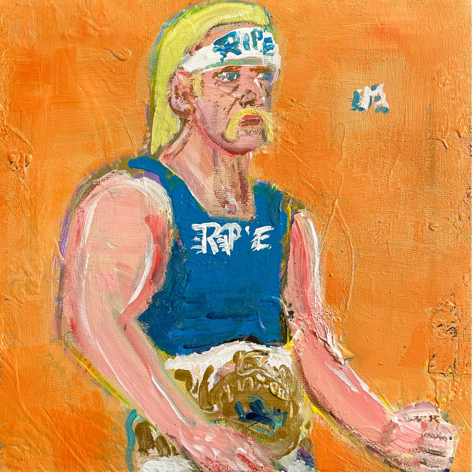 Rip Thomas Wrestling Painting Acrylic on Canvas 8×8 Sergio Santos elsantosworld