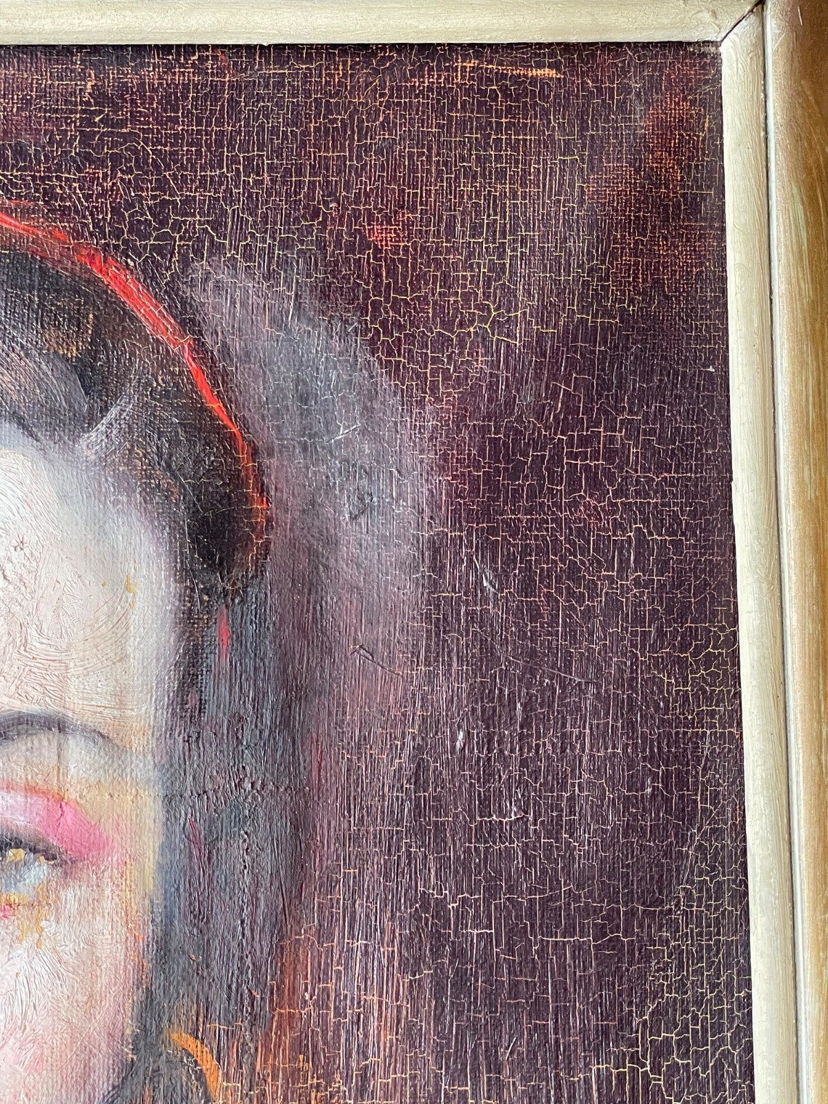 Gonzalez Carbonell Signed Spanish Modernist Oil Painting Portrait Lady Rose