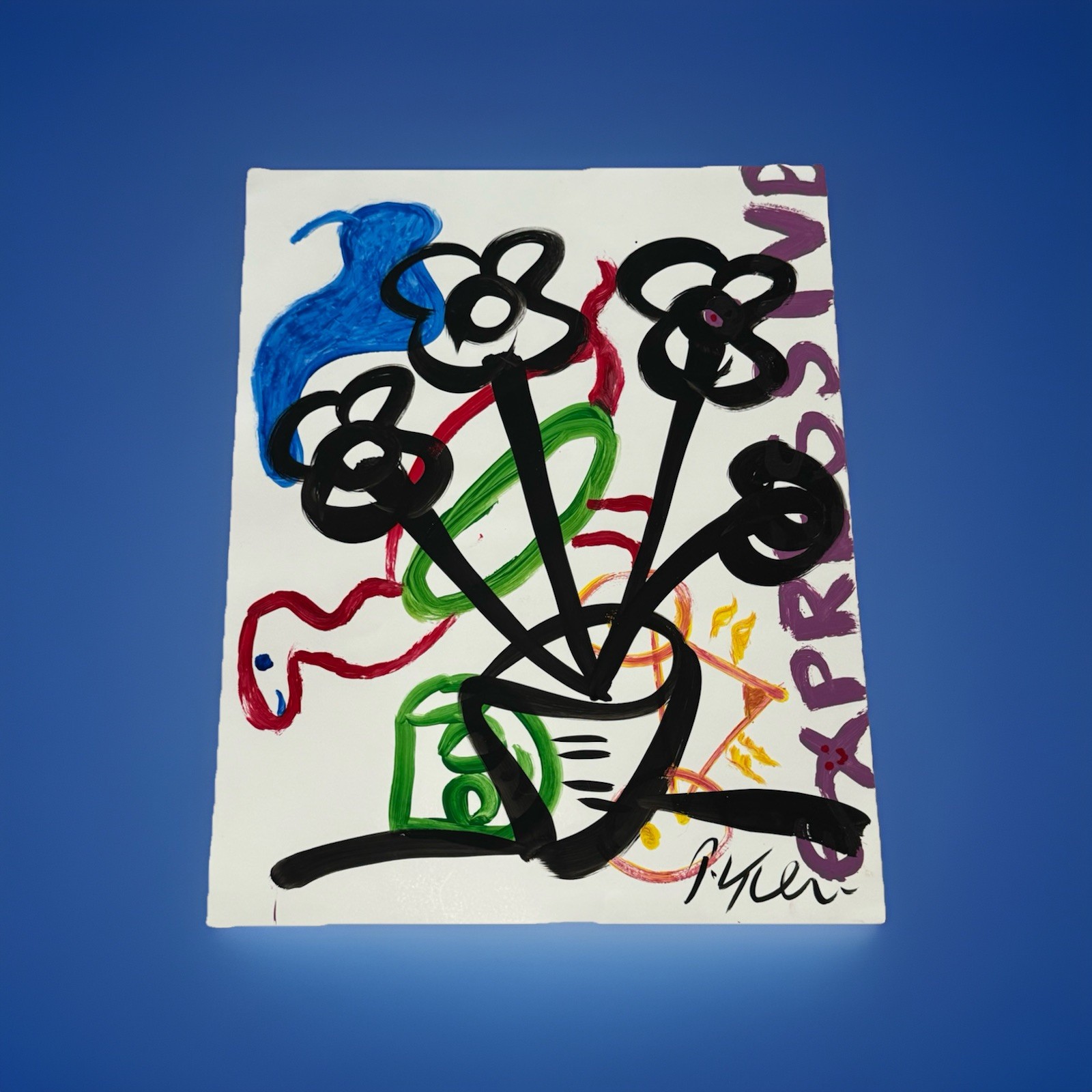 Peter Robert Keil – Acrylic EXPRESSIVE FLOWERS On heavy Artist Paper 22”x28”