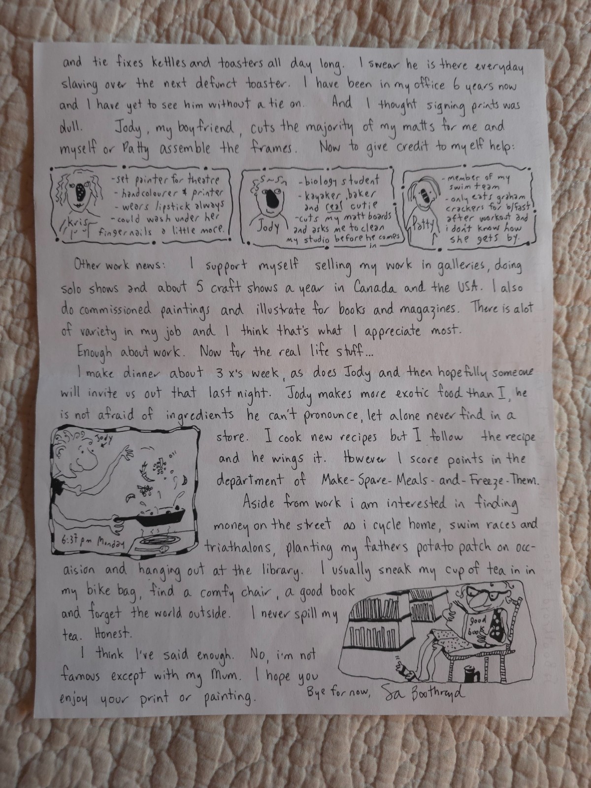 «Kitty Corner» Original Artwork By Sa Boothroyd ’99 Letter to Buyer From Sa