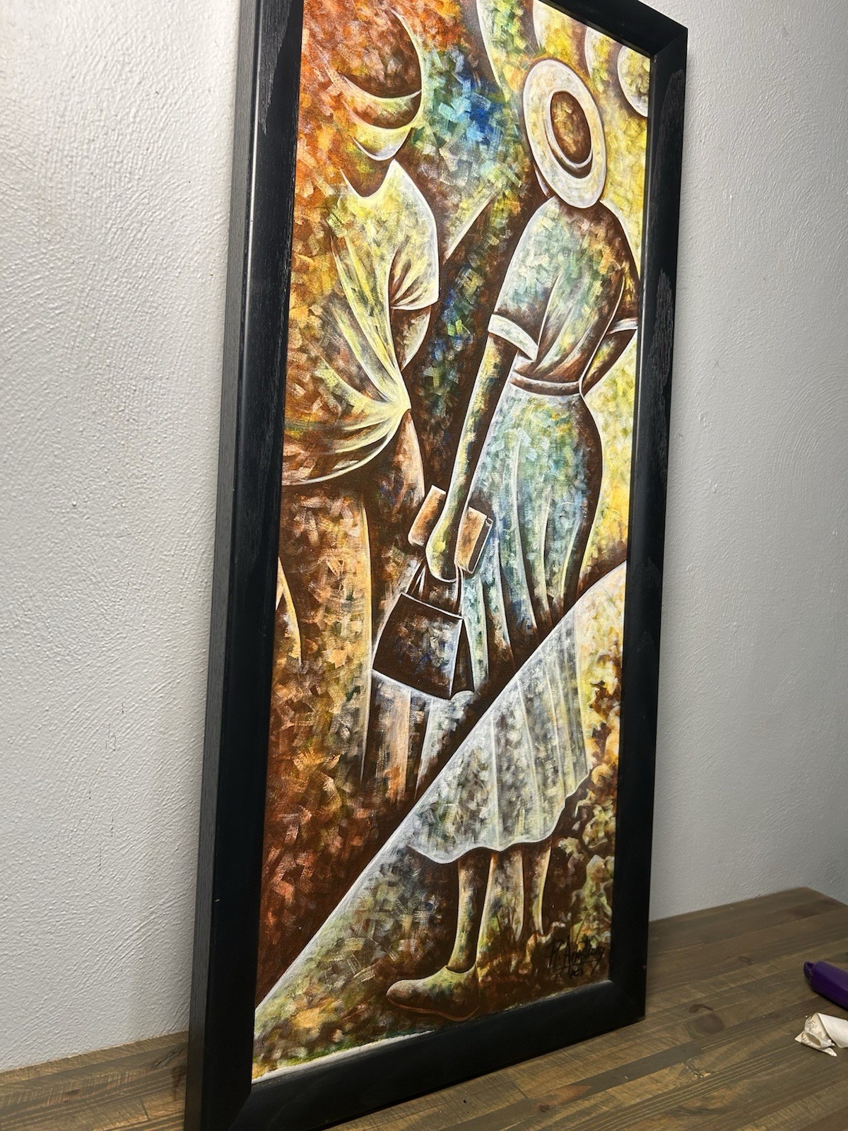 “yes Mama “ Original Painting By Robert Armstrong 15×36 Framed
