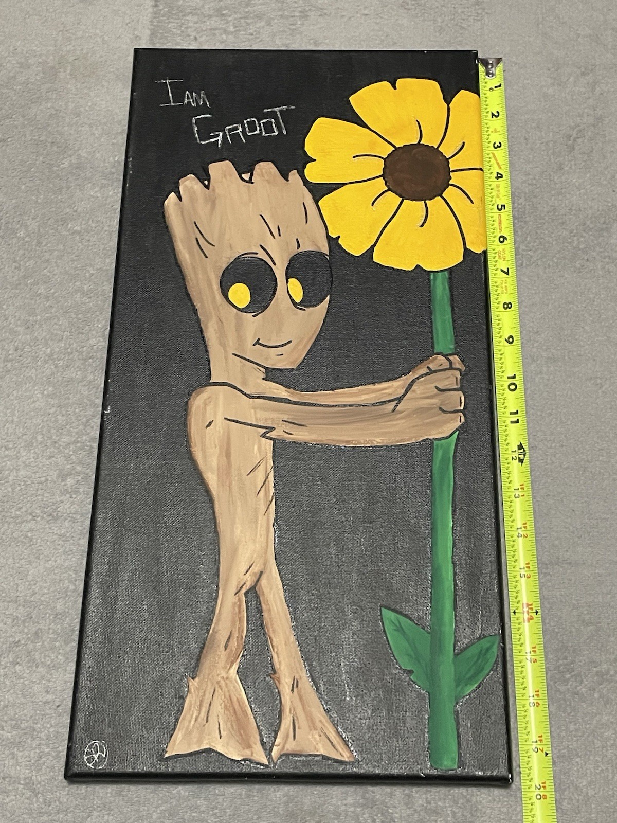 Original Hand Painted I Am Groot Acrylic Artwork Canvas 20 x 10 Marvel Art Decor