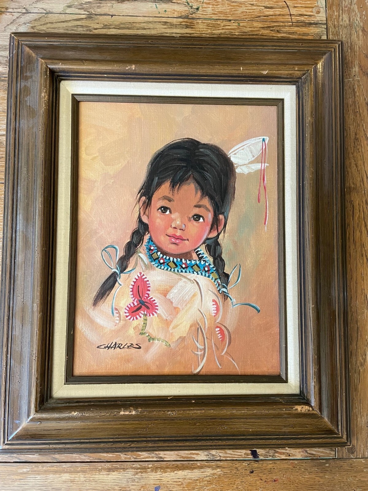 Native American Girl – Certified Original Oil Painting (Artistic Interiors Inc.)