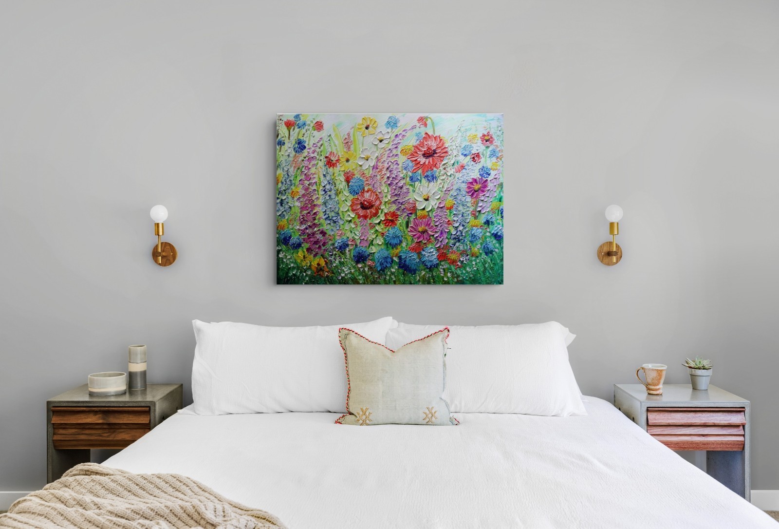 Summer Garden Serenade 40×30 Original Textured Floral Painting Wall Art