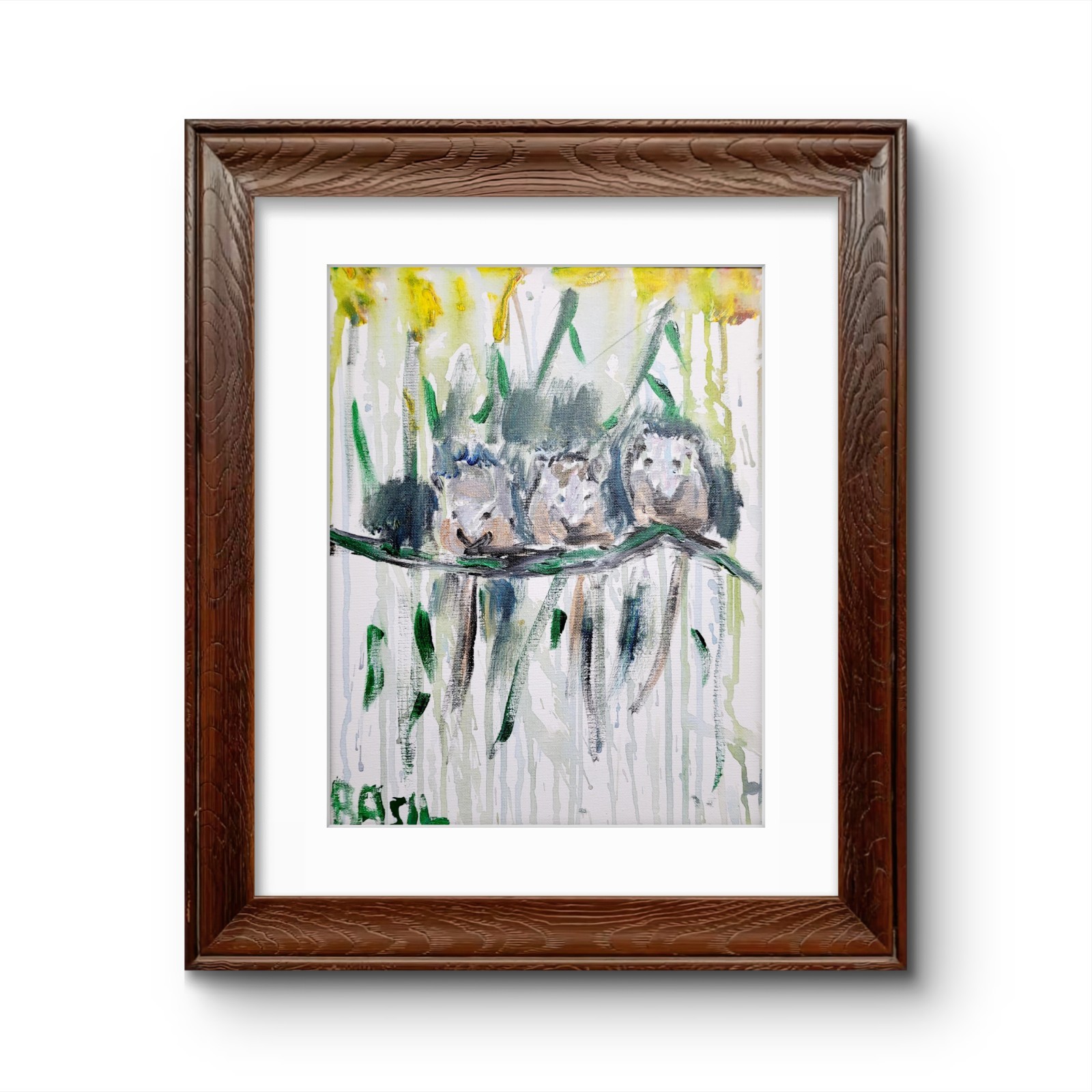 Mice Under Flower Canopy Unique Abstract Expressionism Wall Art 11×14 Canvas