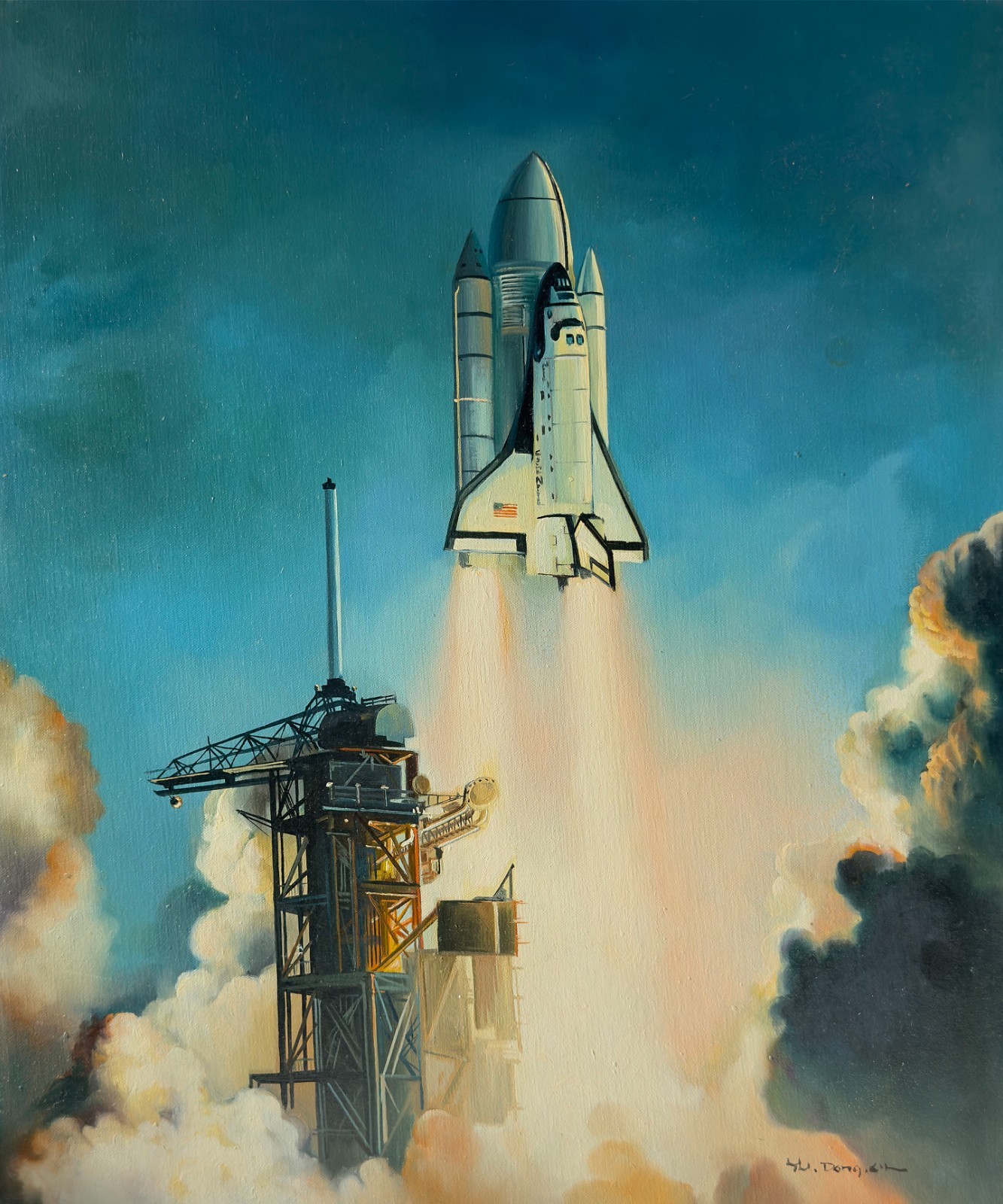 Space Shuttle NASA Launch – Apollo Mission – 20×24 inch oil painting on canvas