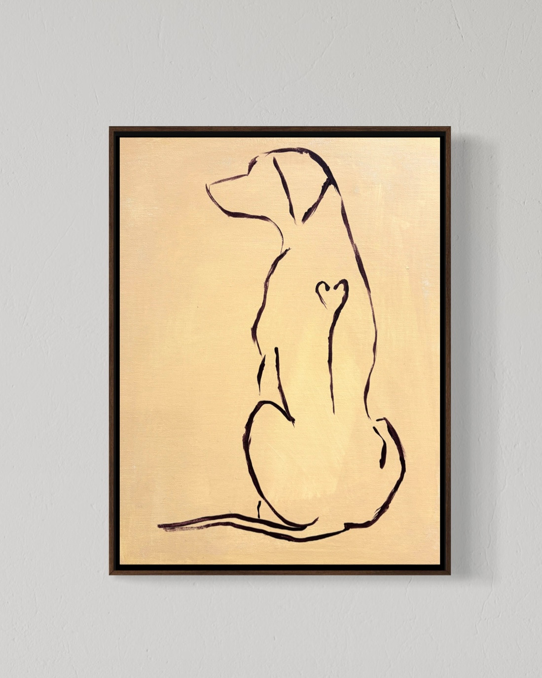 Companion 12×16 Canvas Acrylic Dog Line Pet Wall Original Art Living Room Decor