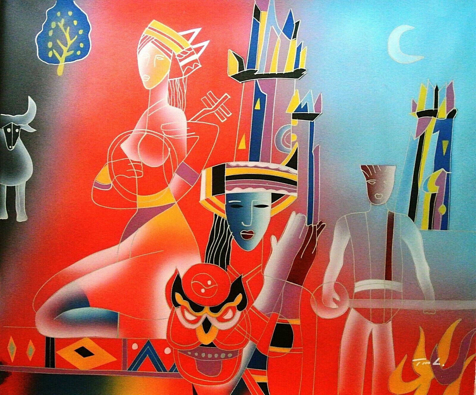 Tom L-Singapore Swing-Original Oil Painting on Canvas, Hand Signed by the Artist