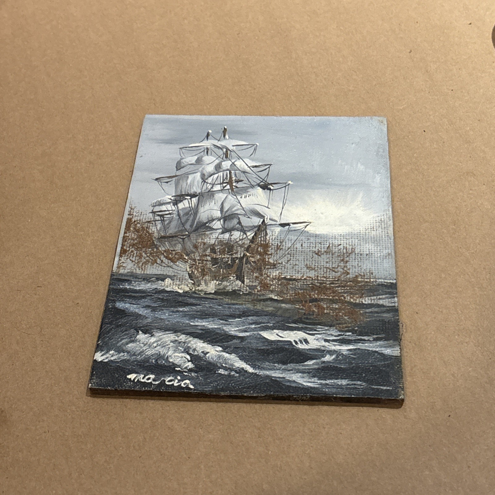 Original hand signed Oil Painting 5 x 7 inch mounted on board