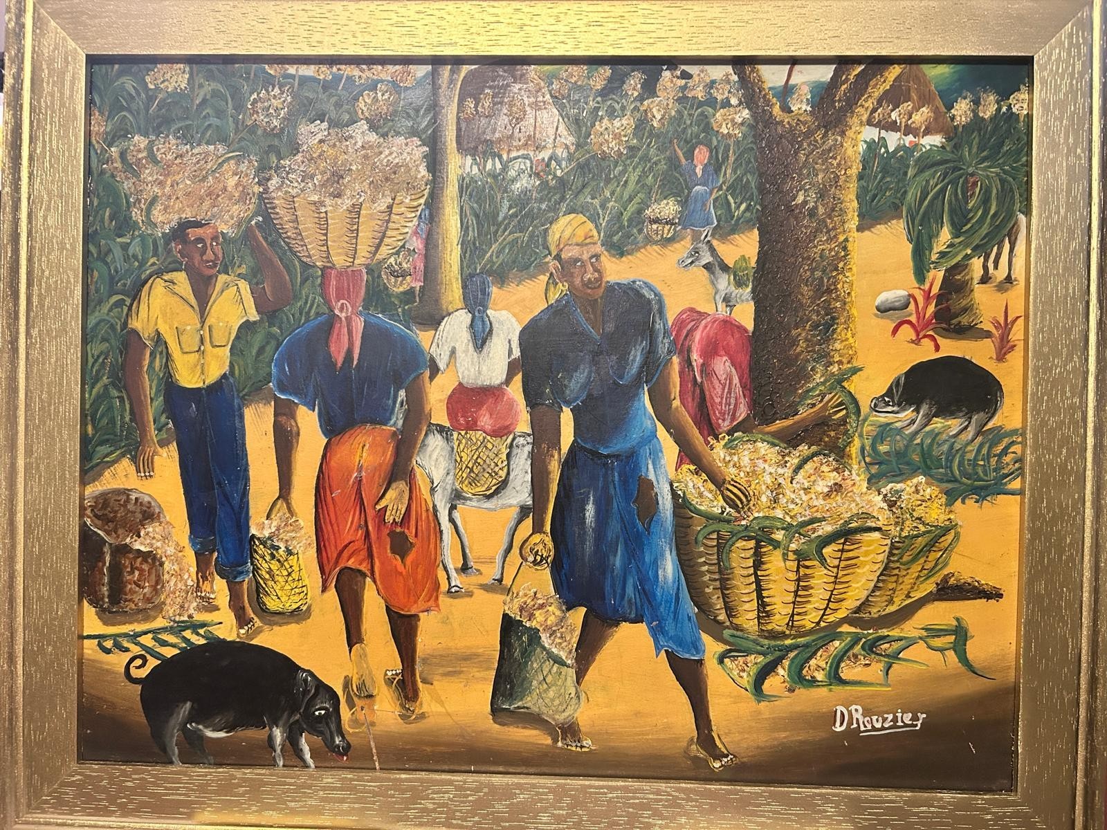 Haitian Painting by David Rouzier Oil on Masonite 14″ x 18″