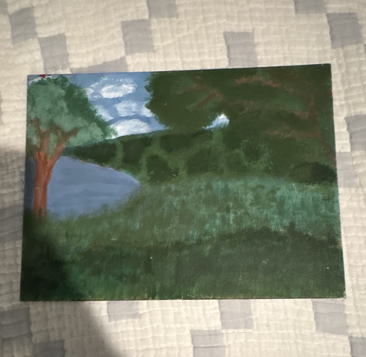 Impressionist Landscape Painting – River, Trees & Sky – Unframed