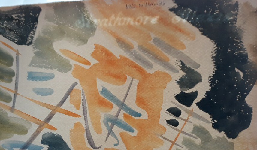 VINTAGE ABSTRACT EXPRESSIONIST WATERCOLOR MID CENTURY JACOB SEMIATIN WOODSTOCK