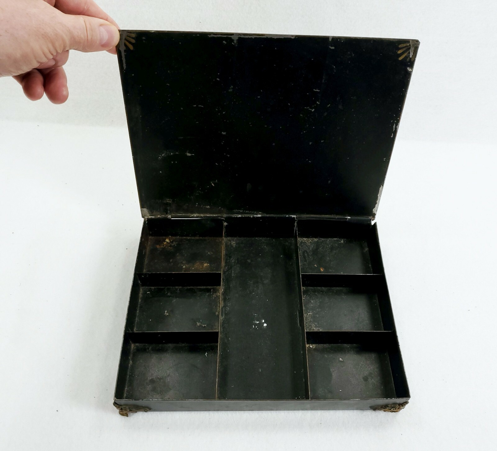 Antique Oil & Pencil Painting Study on Tin Artist Paint Box Paul Signac Type