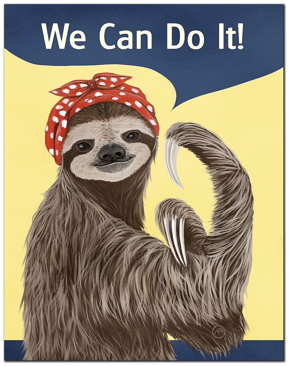 We Can Do It Sloth by Paula Belle Flores Gallery Wrap Canvas Art (42 in x 33 in)