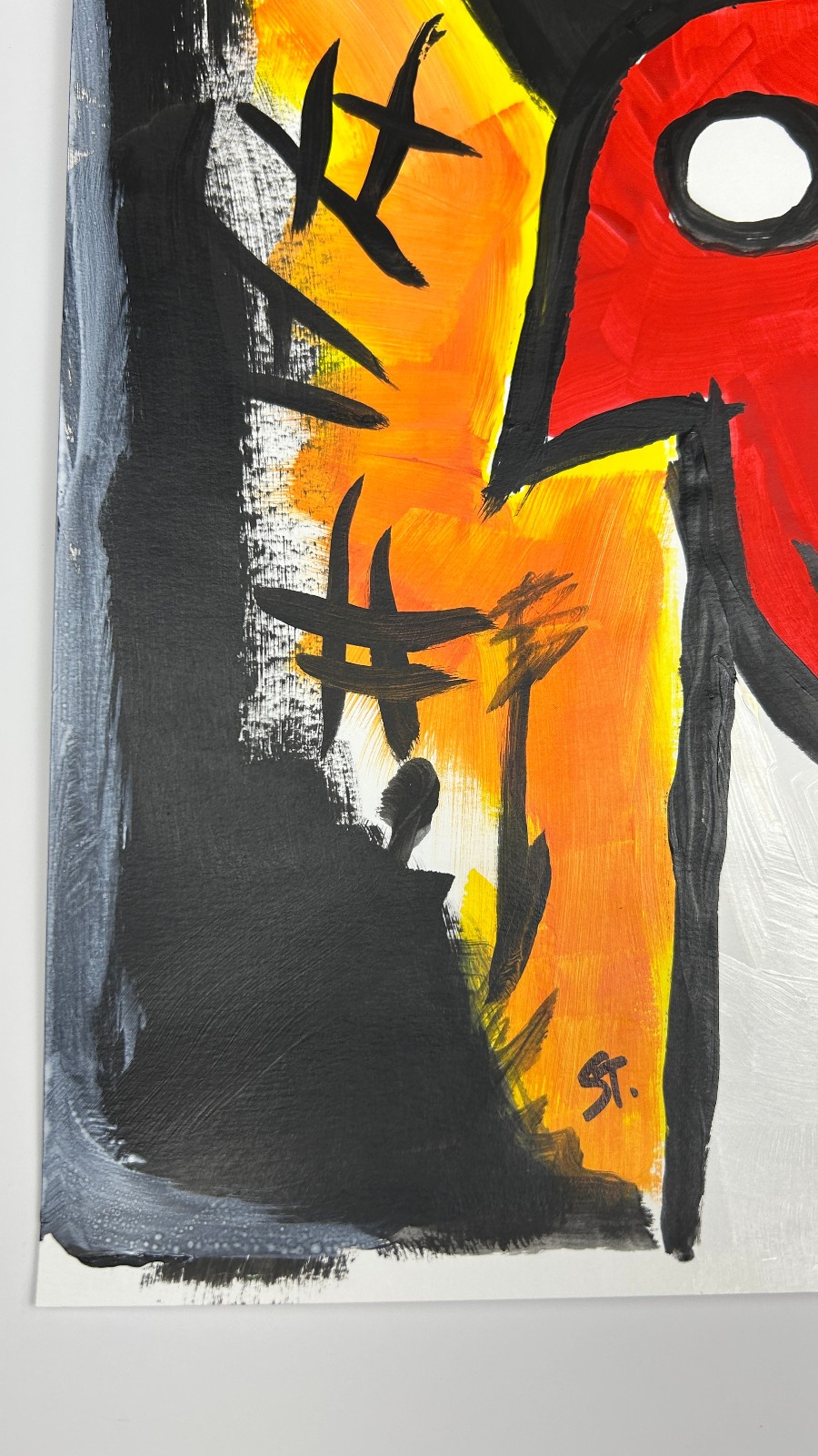 Original Expressionist Red Dog Modern Home Decor Signed STerling Paper 11×14