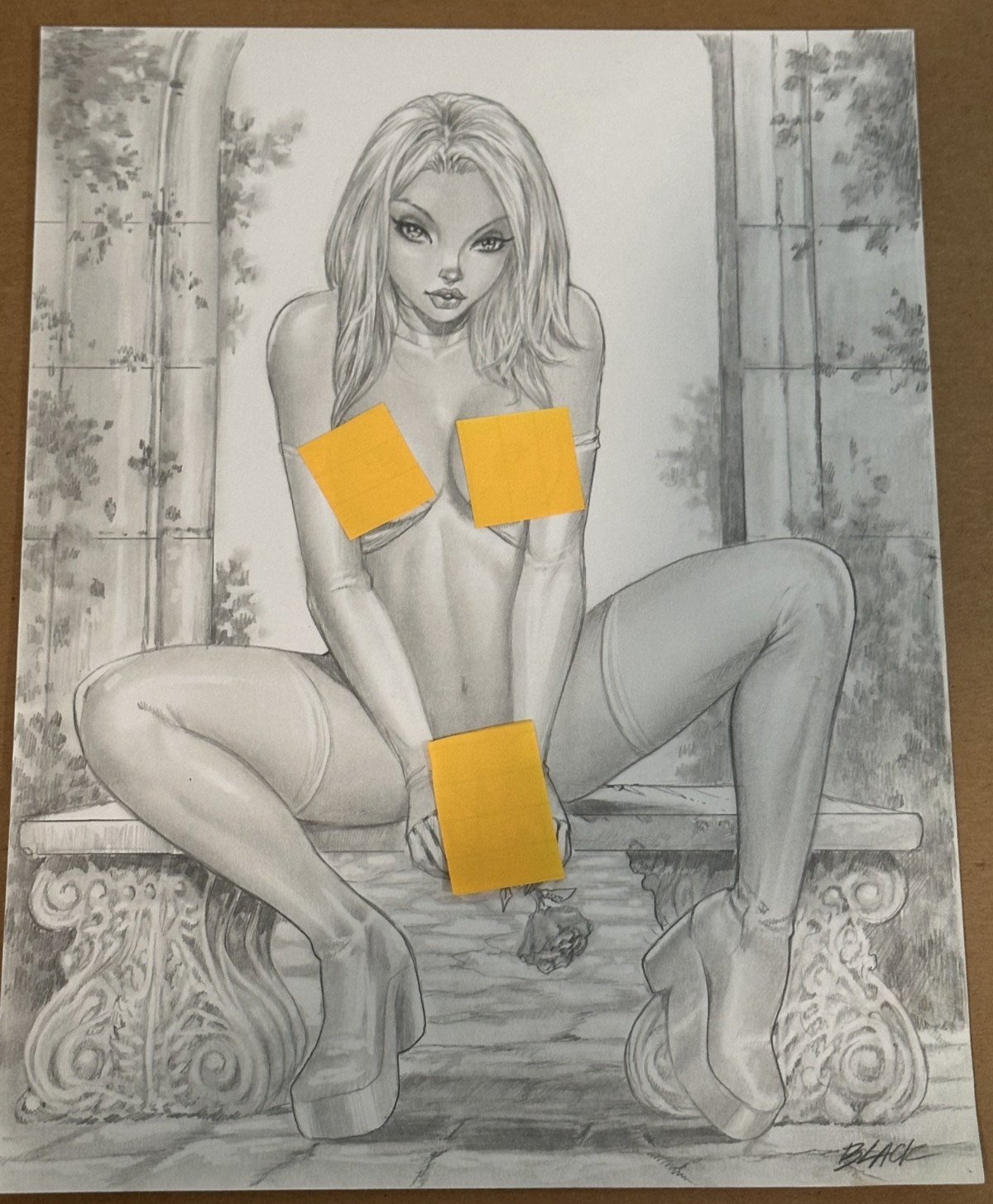 Deacon Black (DBlack) Original Art — Pencil and Shading — Nude — Emma Frost
