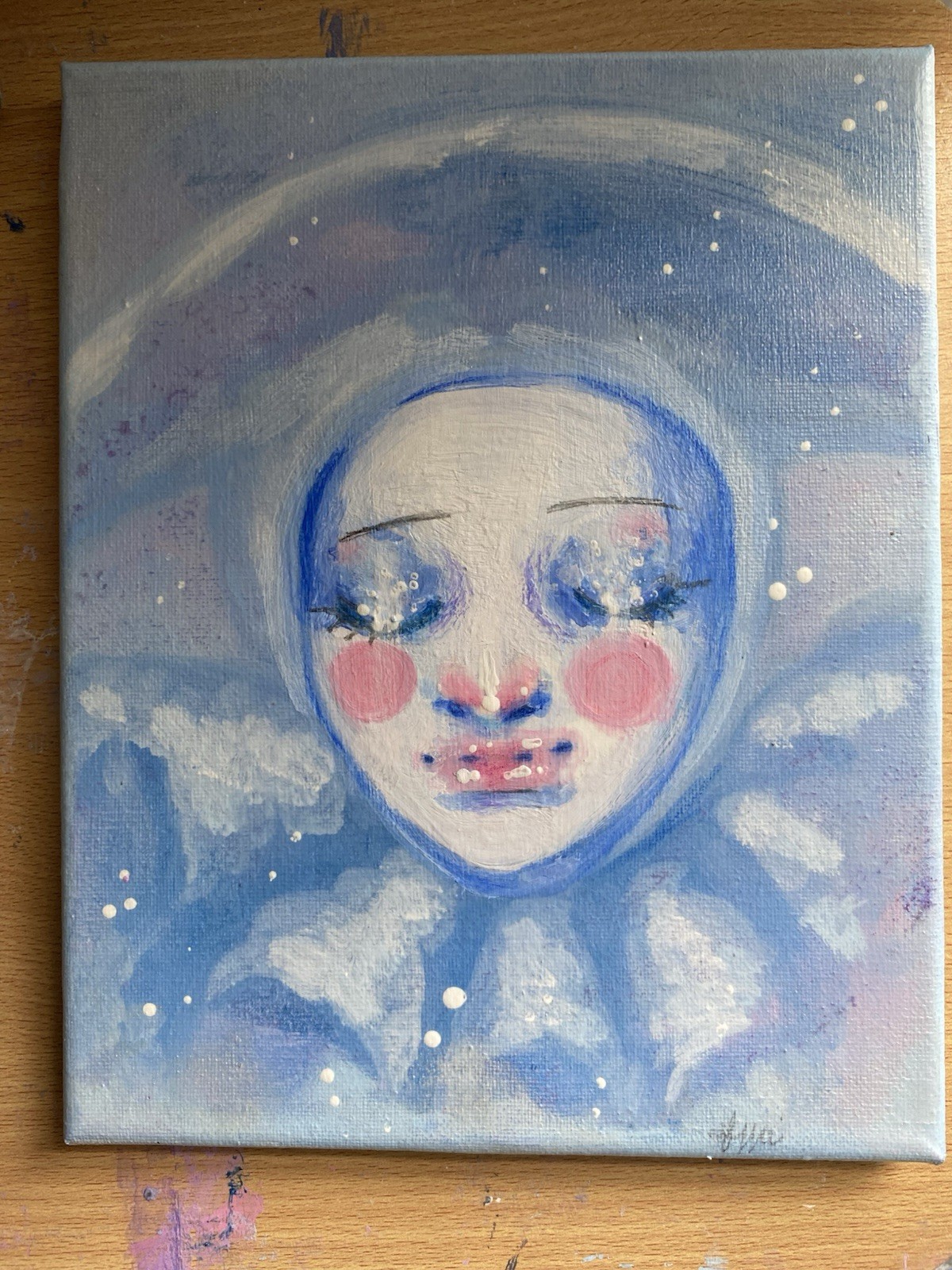Blue Jester Fantasy Painting On 8×10 Stretched Canvas