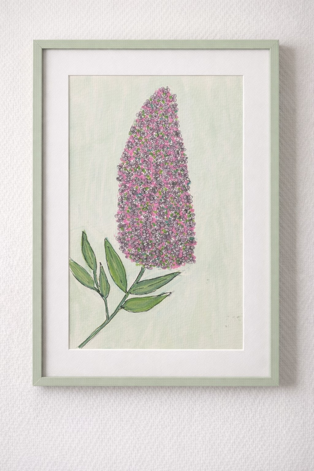 Original Lilac Botanical Folk Art | 9×6 Mixed Media on Paper