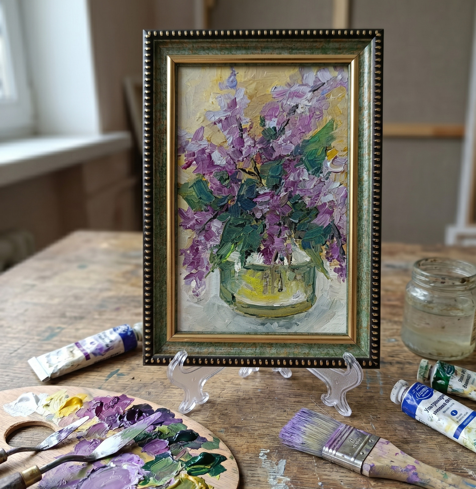 Flower Bouquet Oil Painting 4×6 Signed Original Art Framed Home Decor Gift