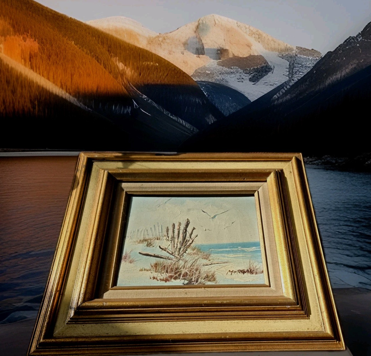Art By Alfred George Morgan Orginal Coastal Frame Oil Painting Signed 18X16