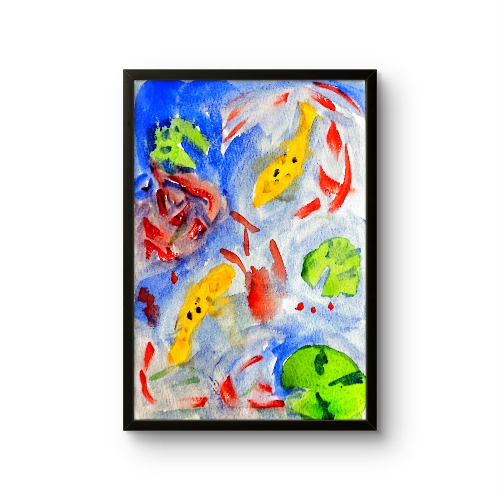 Koi Pond Contemporary Pop Art Acrylic Painting Signed
