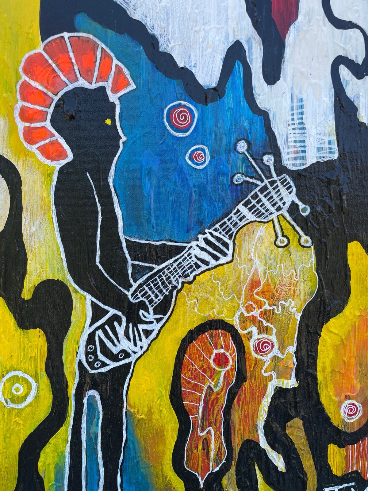 Abstract Figure Composition Punk with Guitar Rock Music Art from Copenhagen