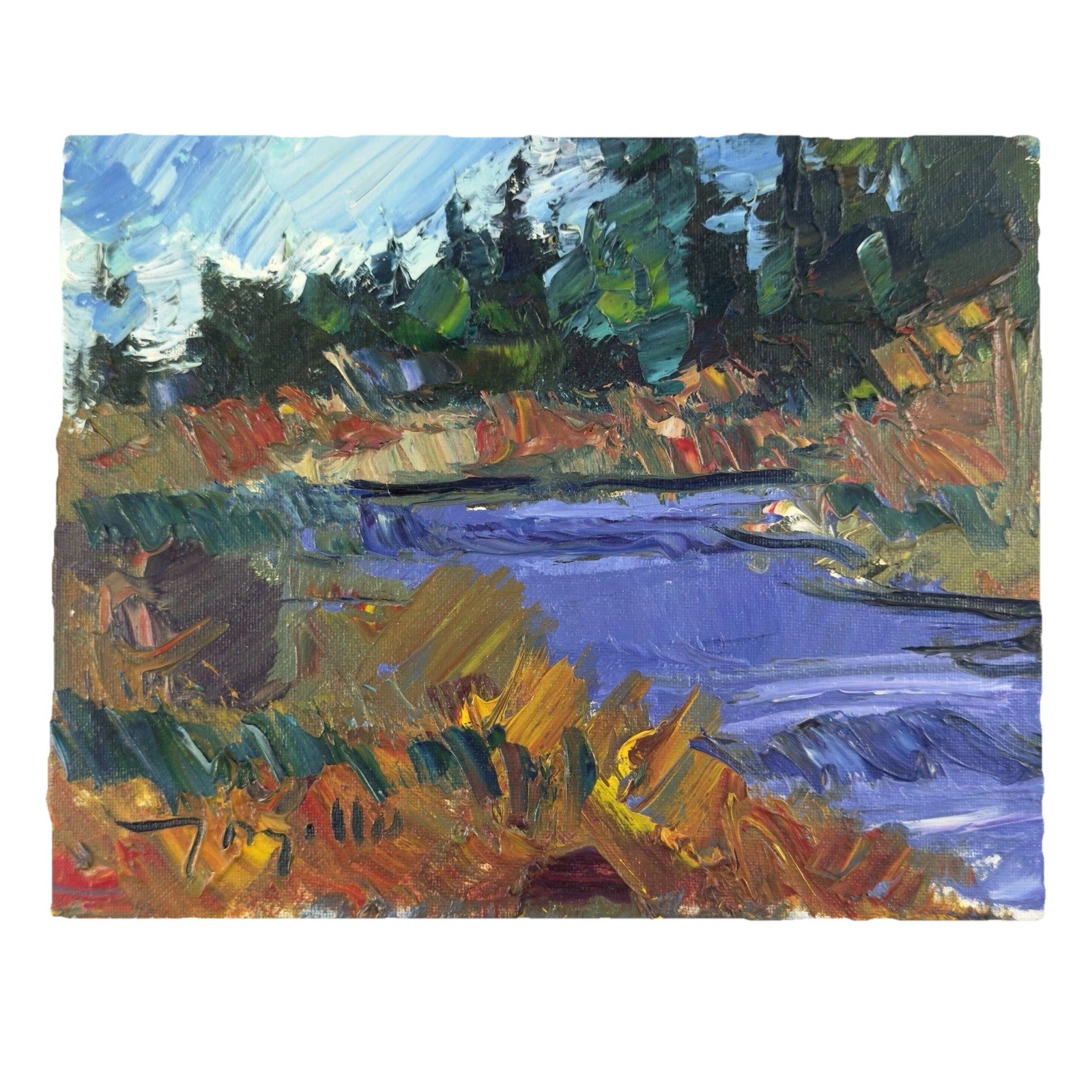 Early Jose Trujillo Painting 2016 “Marshland Impressions” Oil On Canvas 8×10 COA