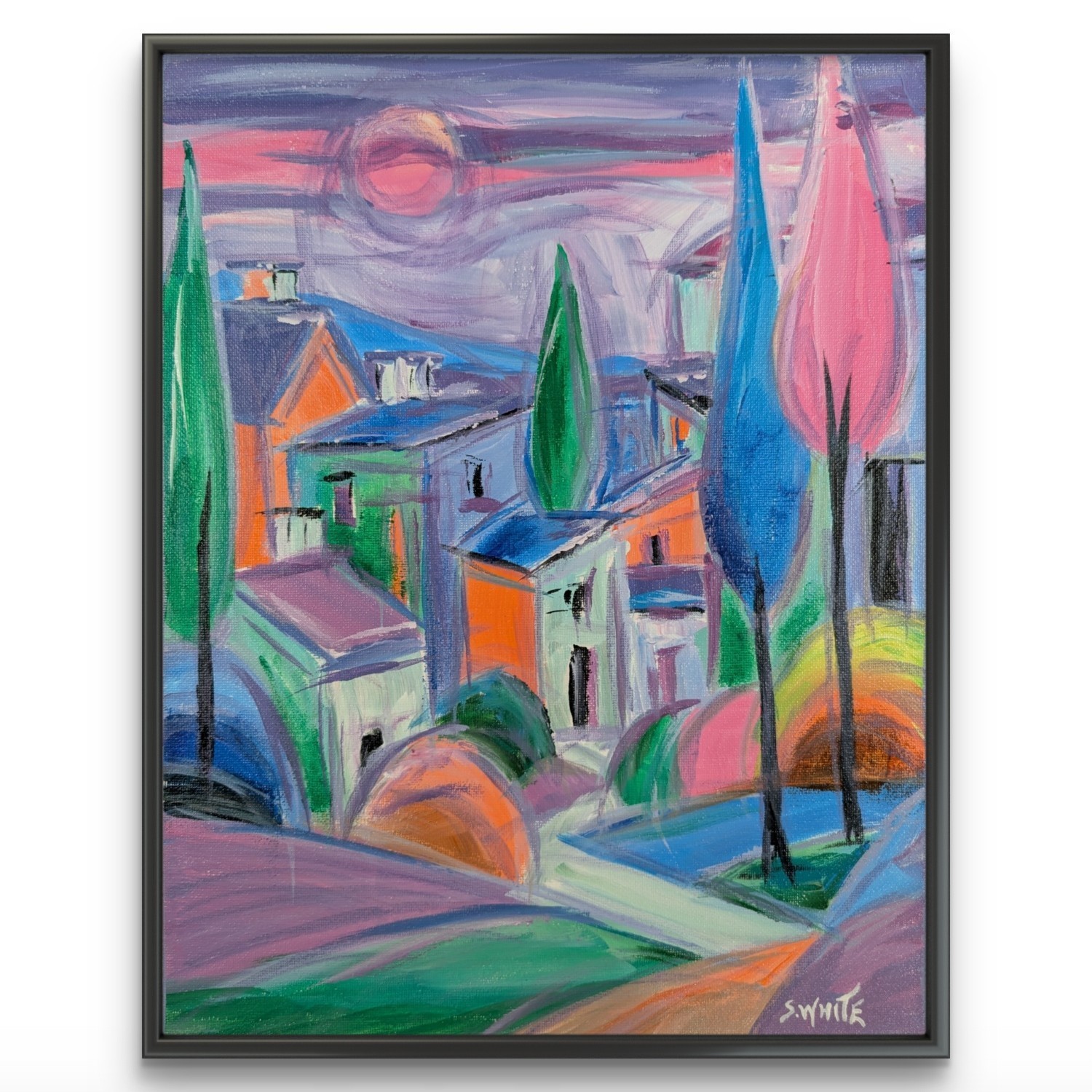 Tuscan Landscape 11×14 Original Painting Canvas Pop Art Expressionism SWhite