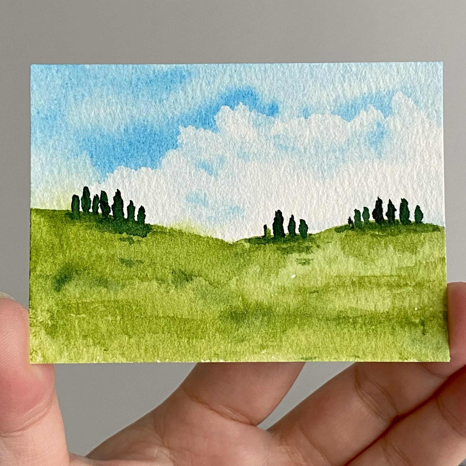 ACEO Original Watercolor Landscape Painting Nature Scene ATC Miniature Art Card