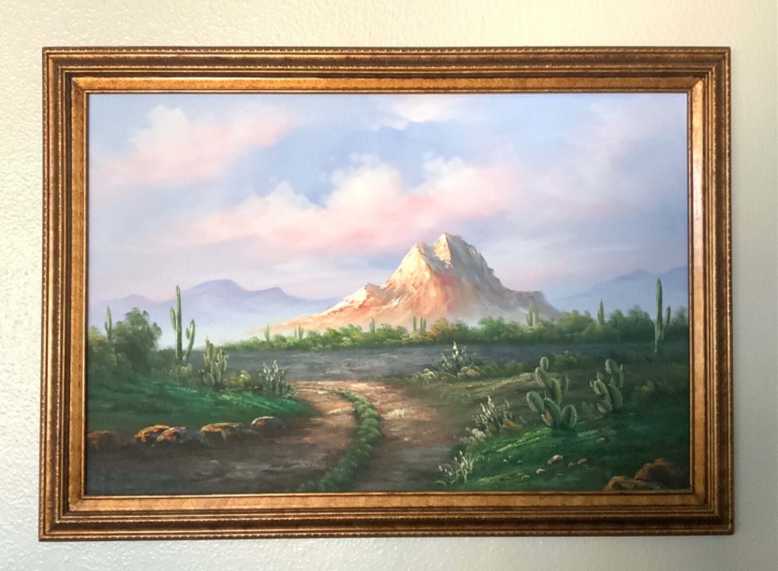 P. MINTON ORIGINAL IMPRESSIONIST OIL PAINTING 41”x29” ON CANVAS, SIGNED+FRAMED