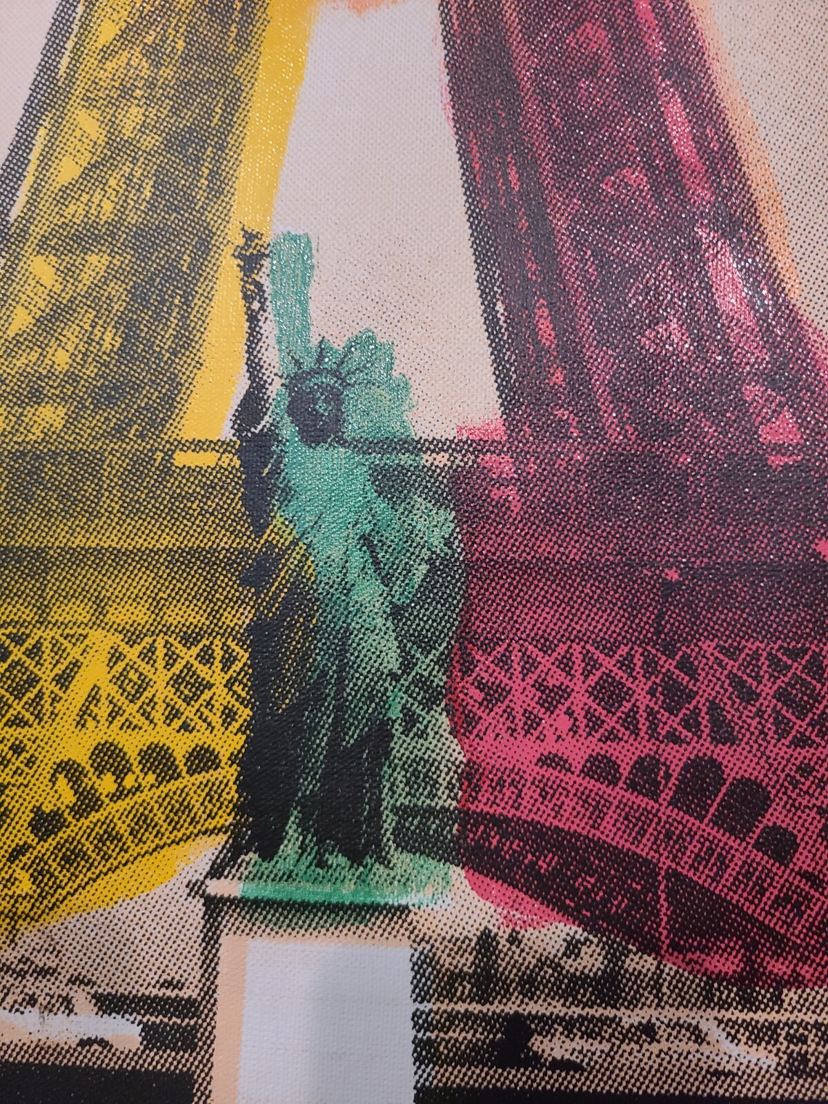 Ringo (Steve Kaufman Protege) «Eiffel Tower» Signed Canvas Unique Silk Screen