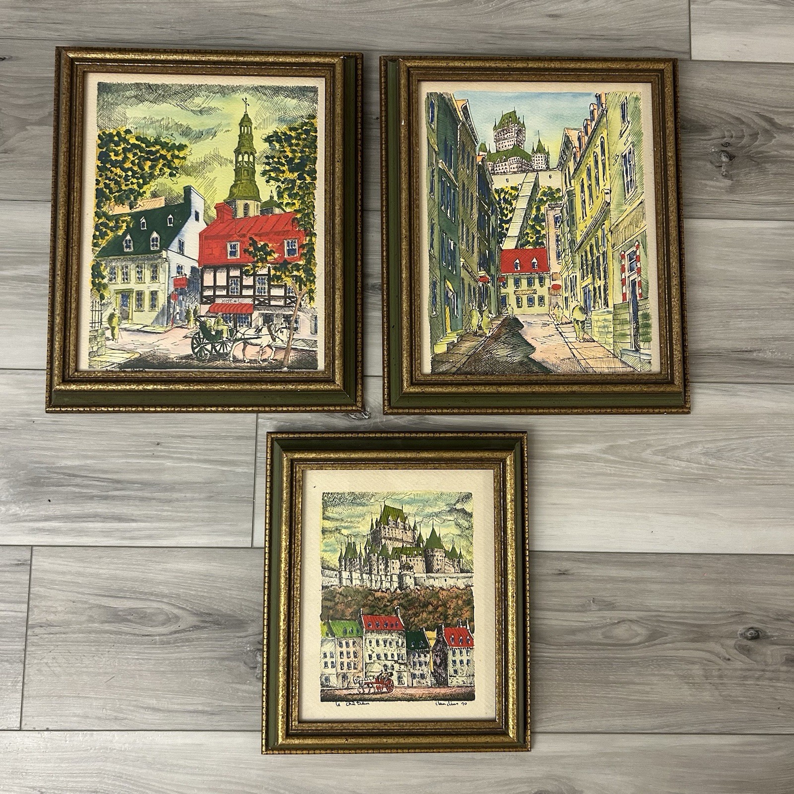 Claudius Girard Cityscape Framed Vintage Fine Art Quebec City 1970