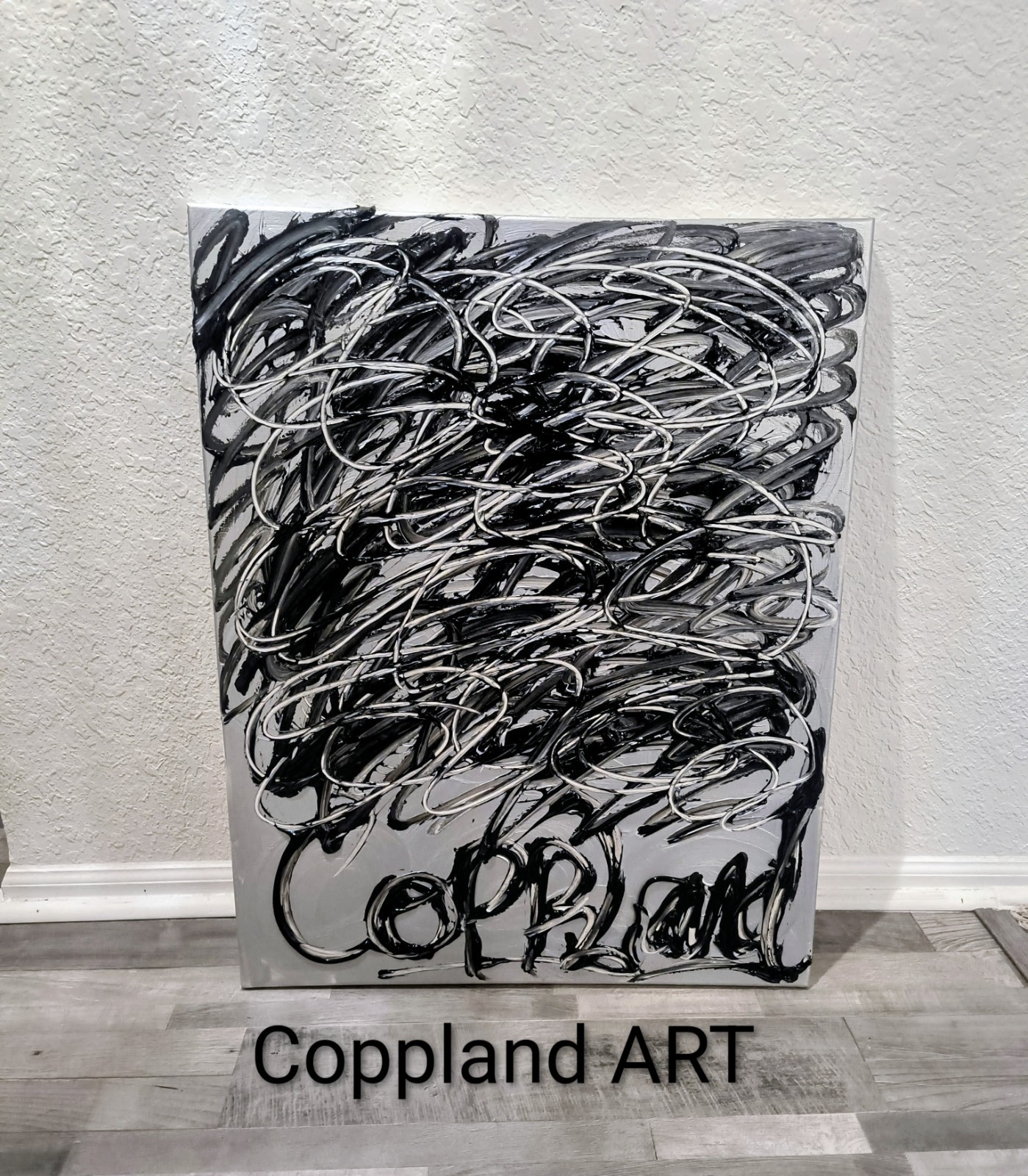 Trey Coppland, Black Night, Abstract Acrylic, 24+36 in, 2026, Signed Original