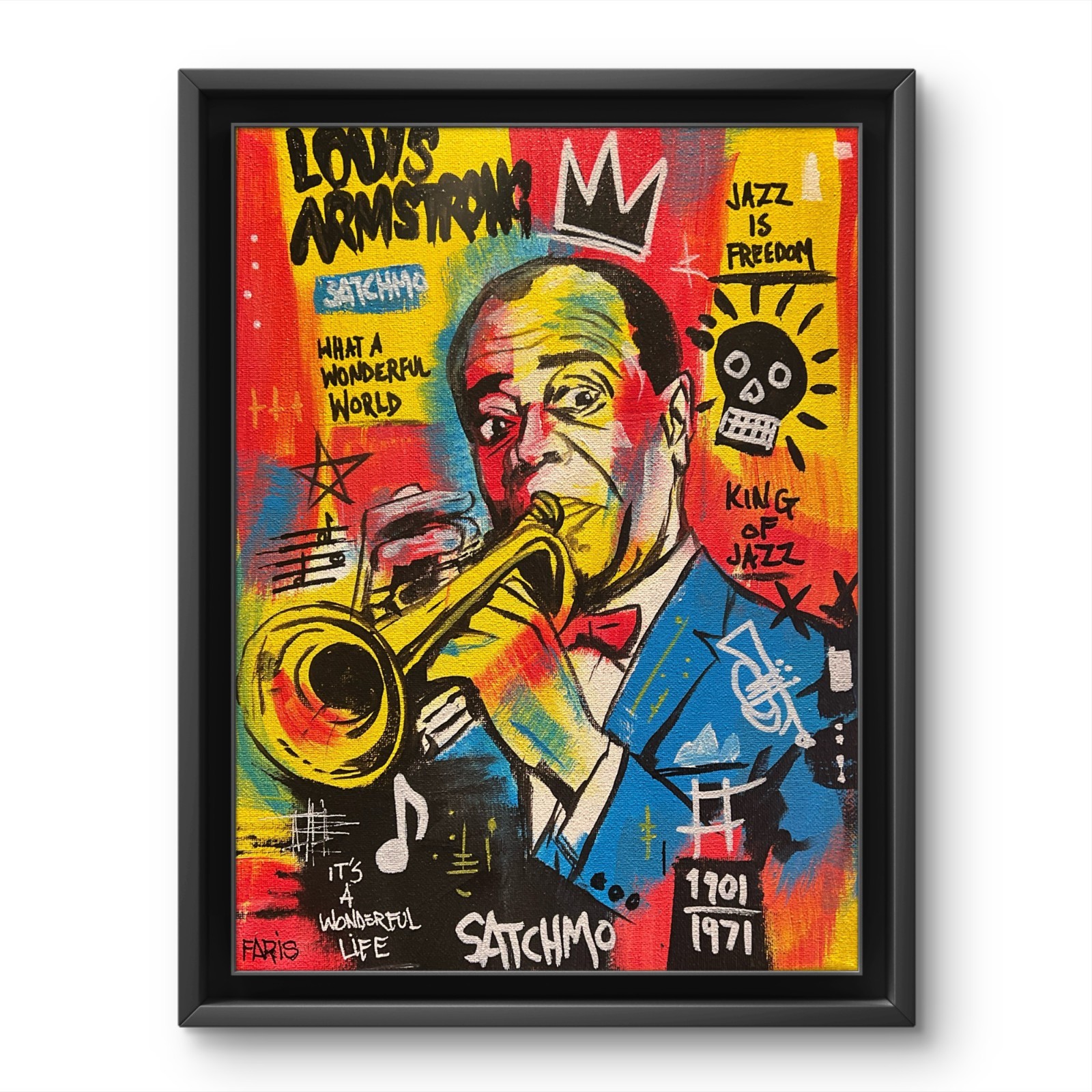 Faris Art -Satchmo- 11×14 : Neo Expressionism Original Artwork on Canvas