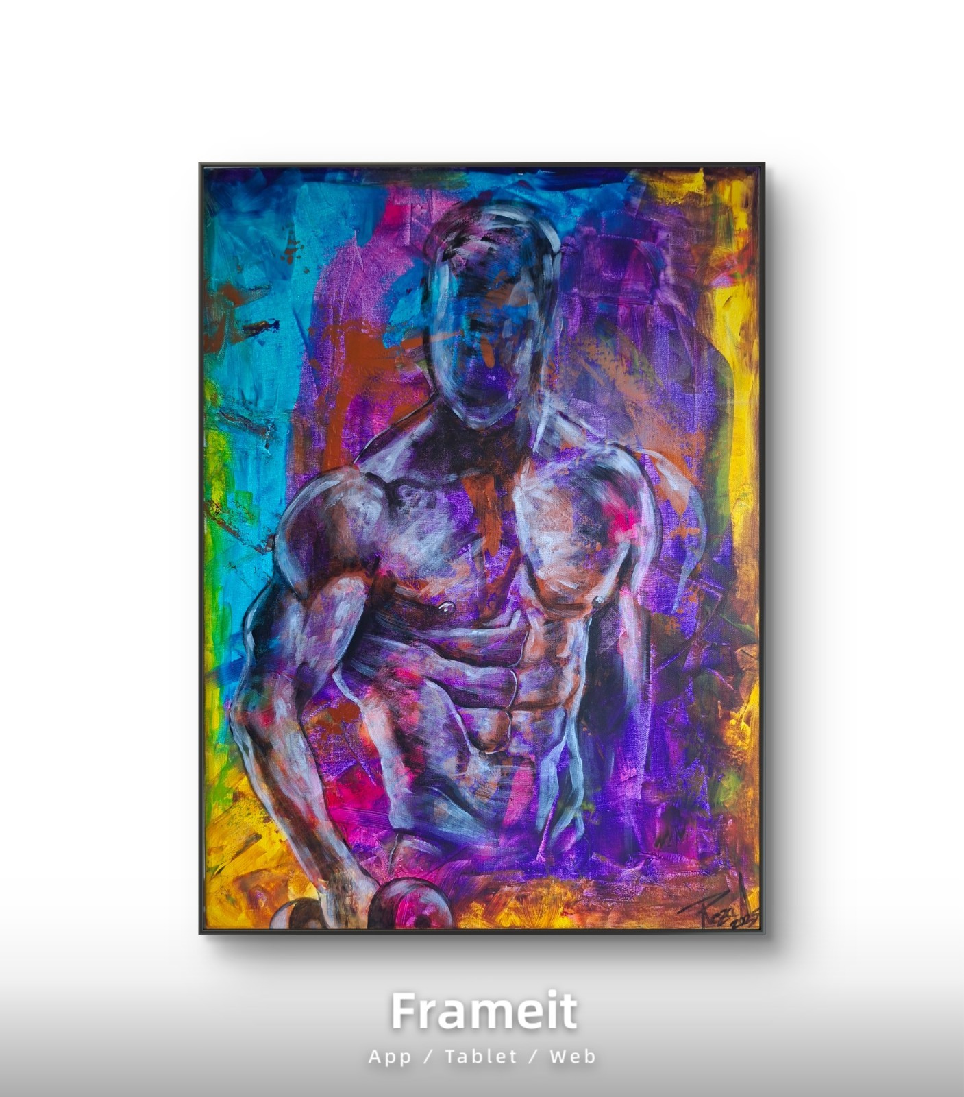 Bodybuilding Figurative Male Torso Artwork Acrylic Original On Canvas Exclusive
