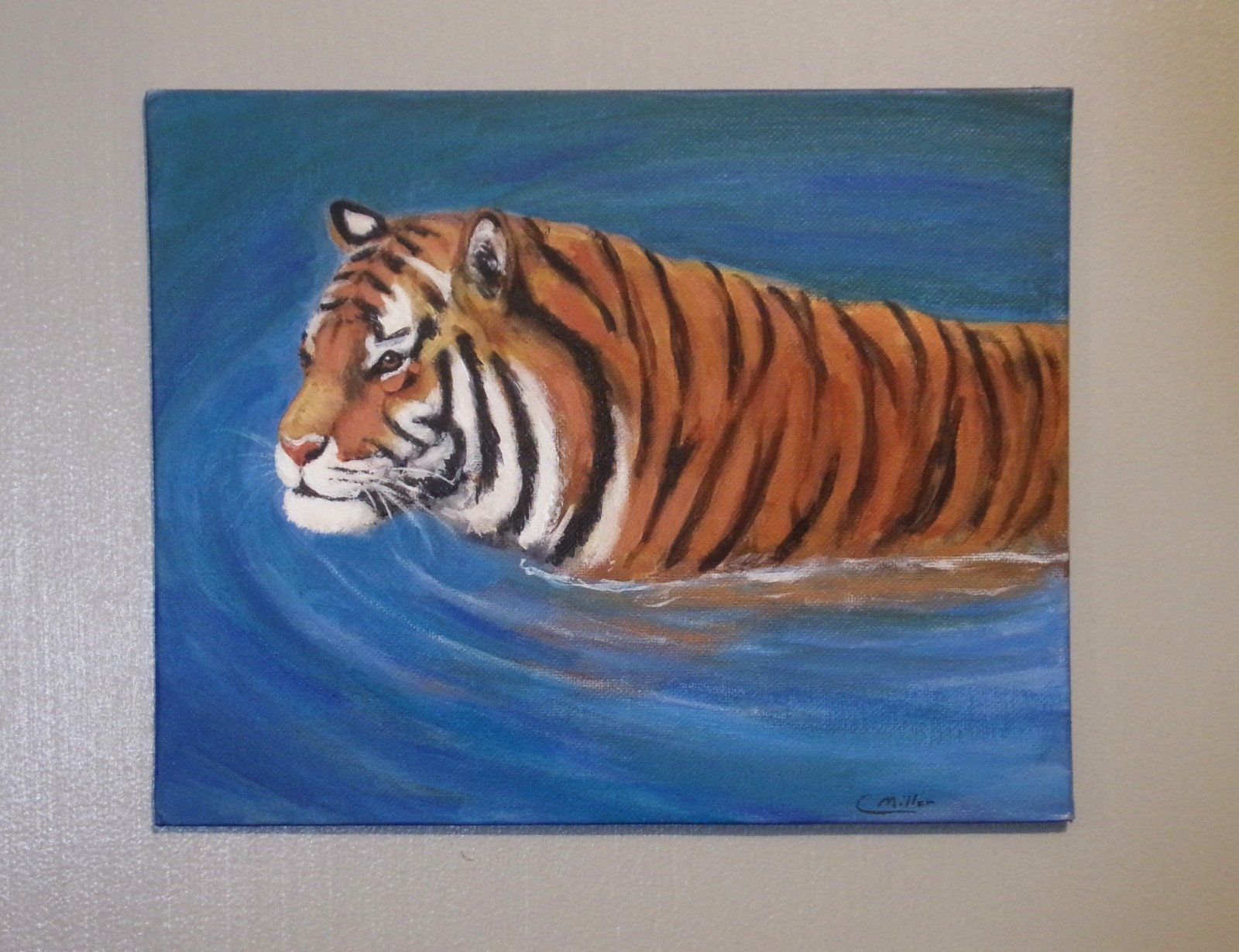 Tiger Original Painting 8×10 Big Cat Wildlife Animal Modern Wall Art