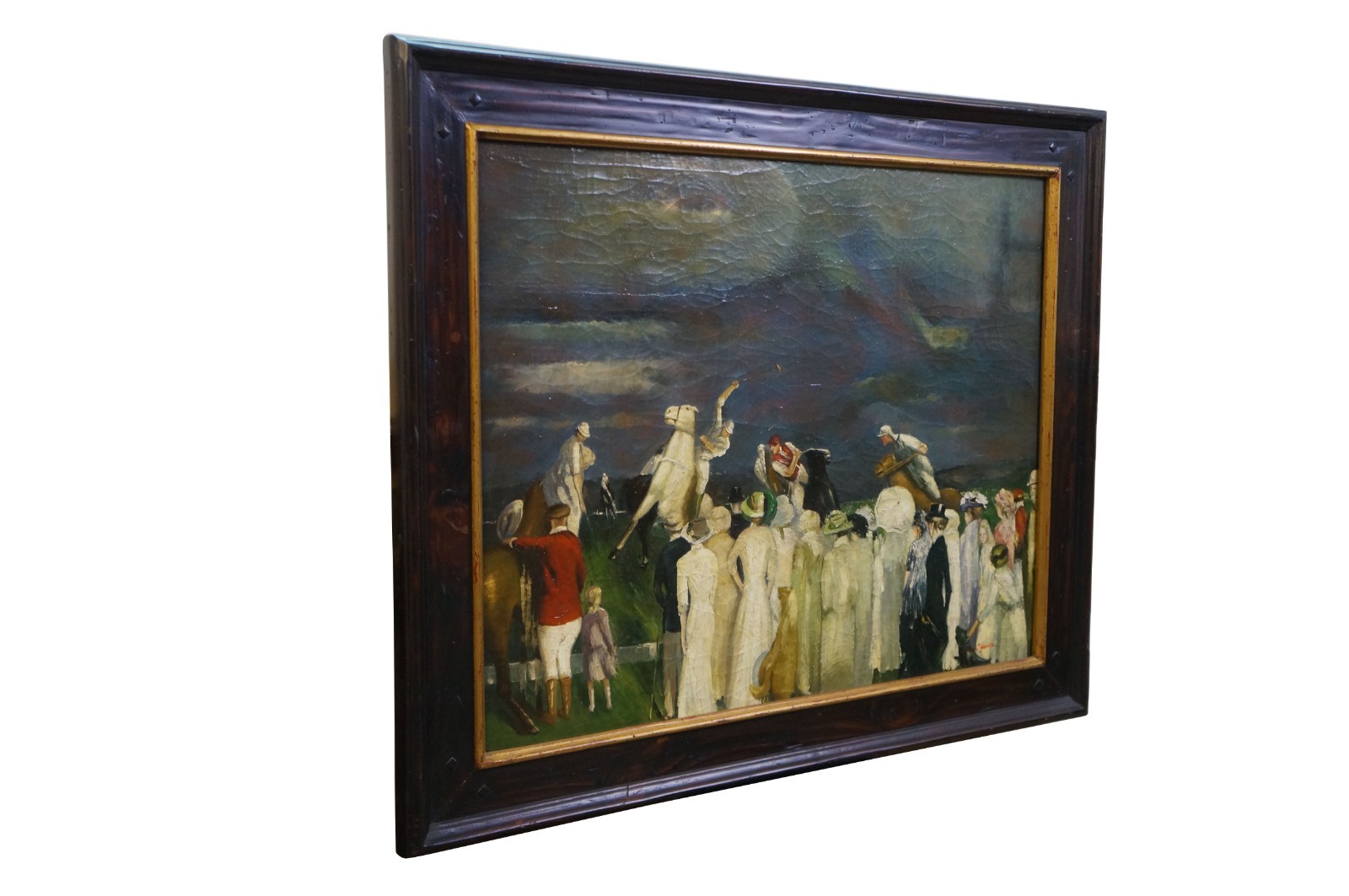 Trevor James Polo Crowds Equestrian Oil Painting After George Wesley Bellows 37″