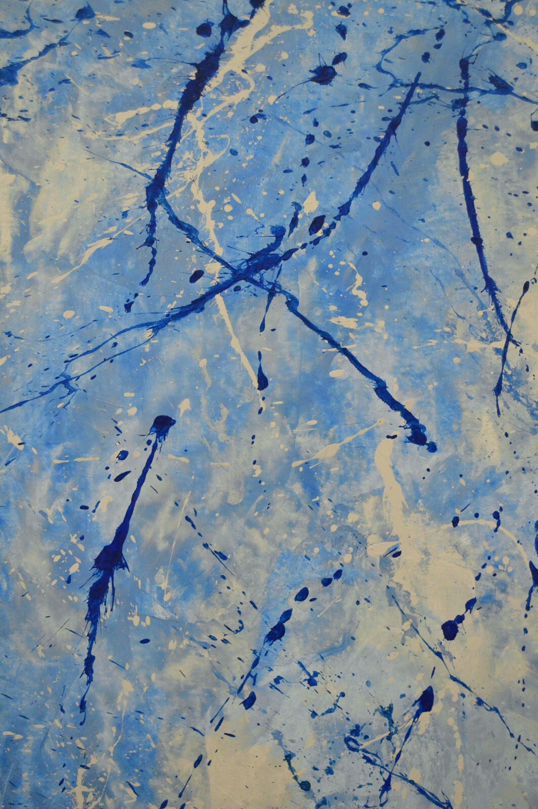 64”X44” Pollock/Richter style canvas ￼painting Acrylic,Abstract, Modern,X Large