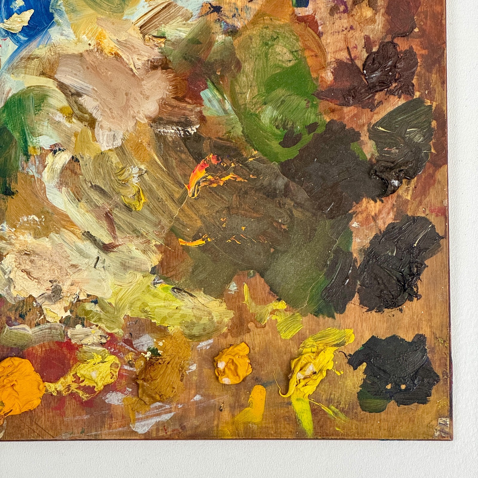 Vintage Artist’s Large Rectangular Painting Palette With Remnant Oil Paint