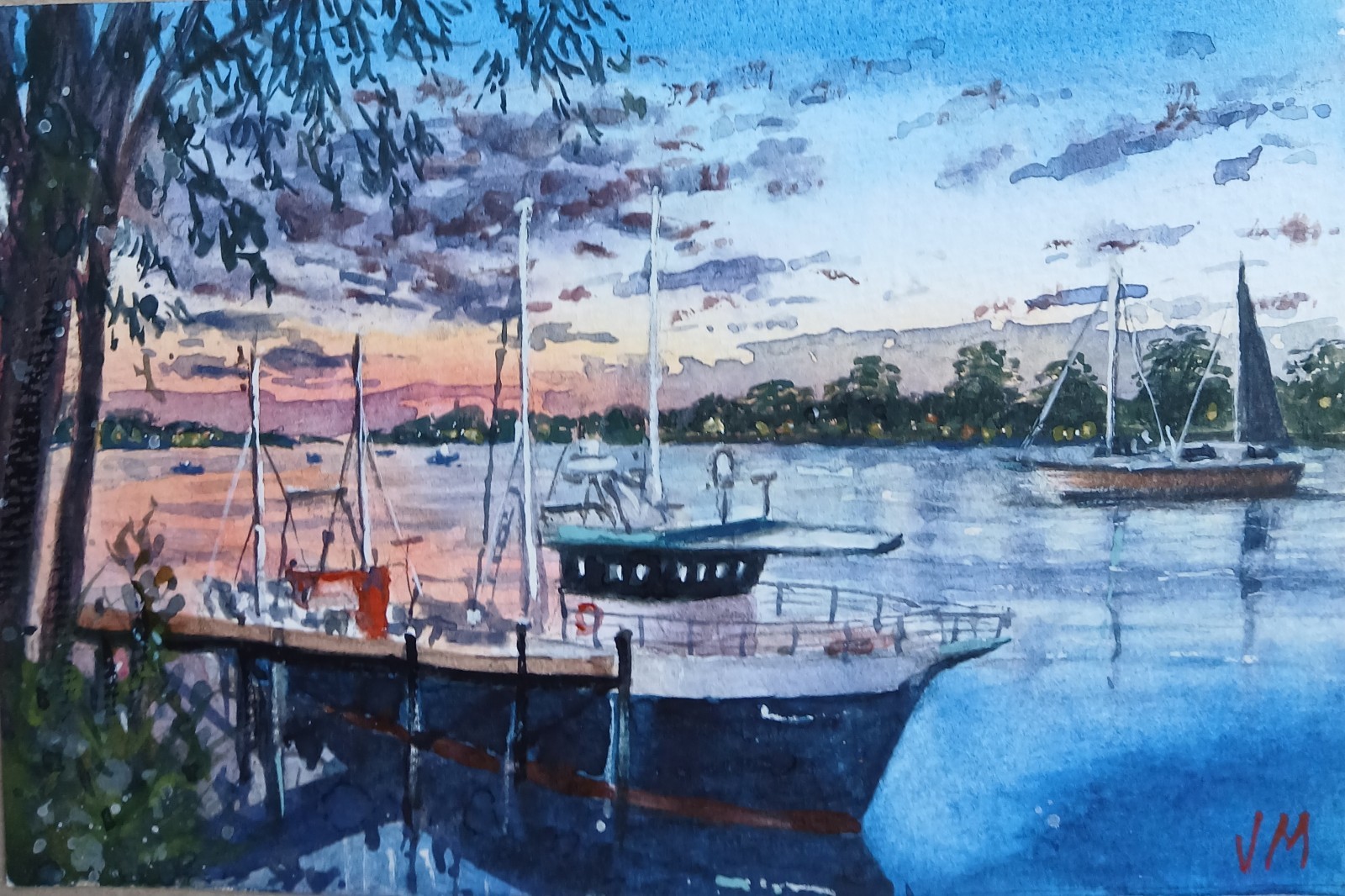 Original Small Watercolor Painting 6″ x 4″ Fading Lights NOT A PRINT