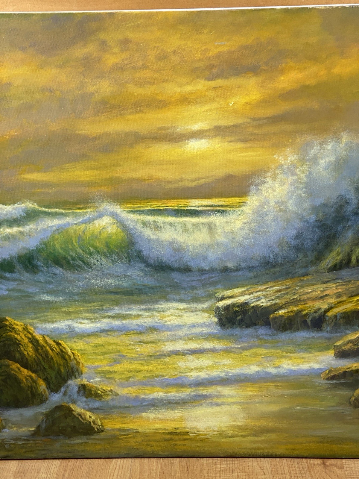 Signed William H. Blackman (American b 1930)»Golden Tide» Seascape Painting 2011