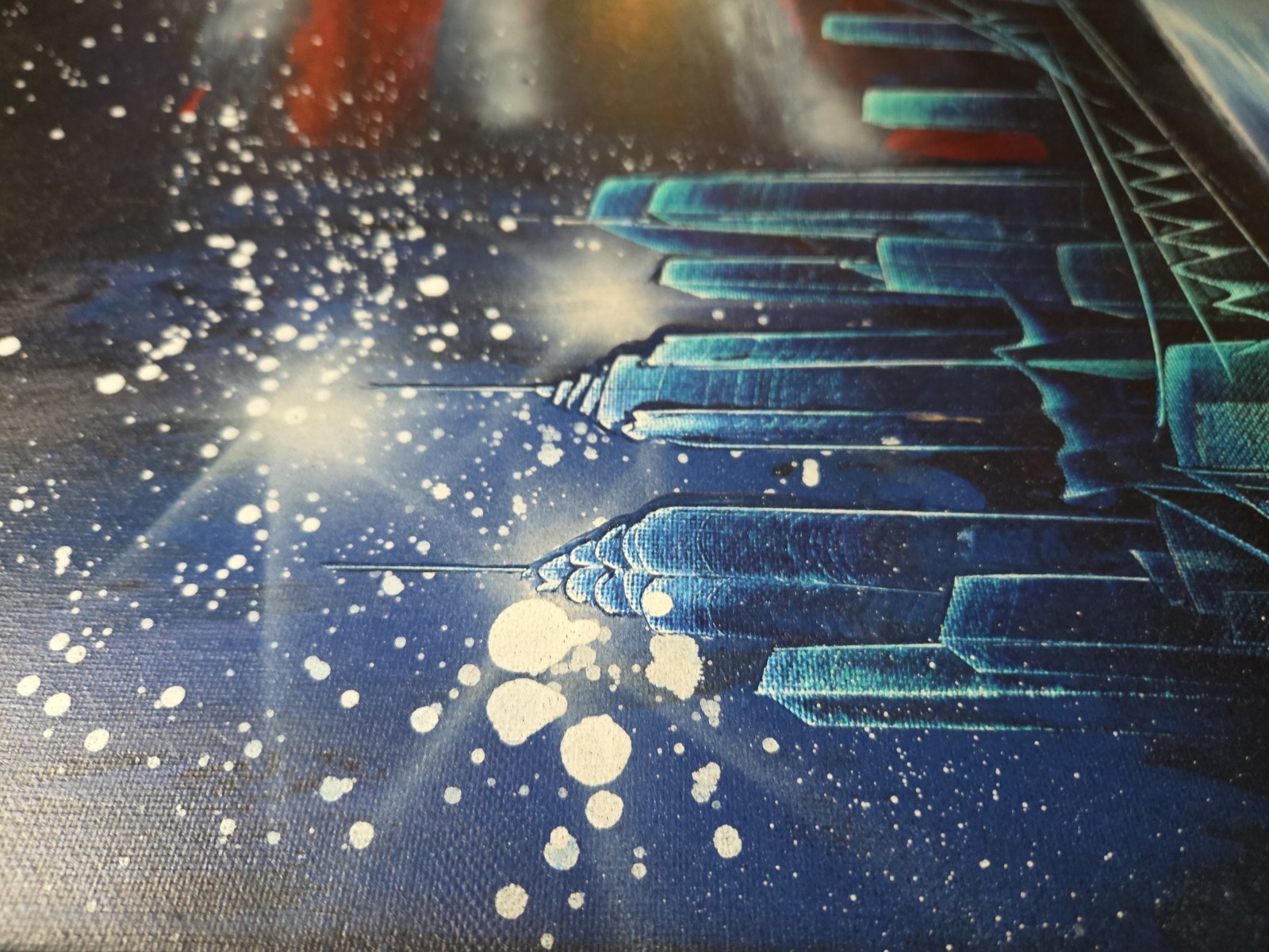 NYC Spray Paint Art – Patriotic New York City Scene – 16″x20″ Painting