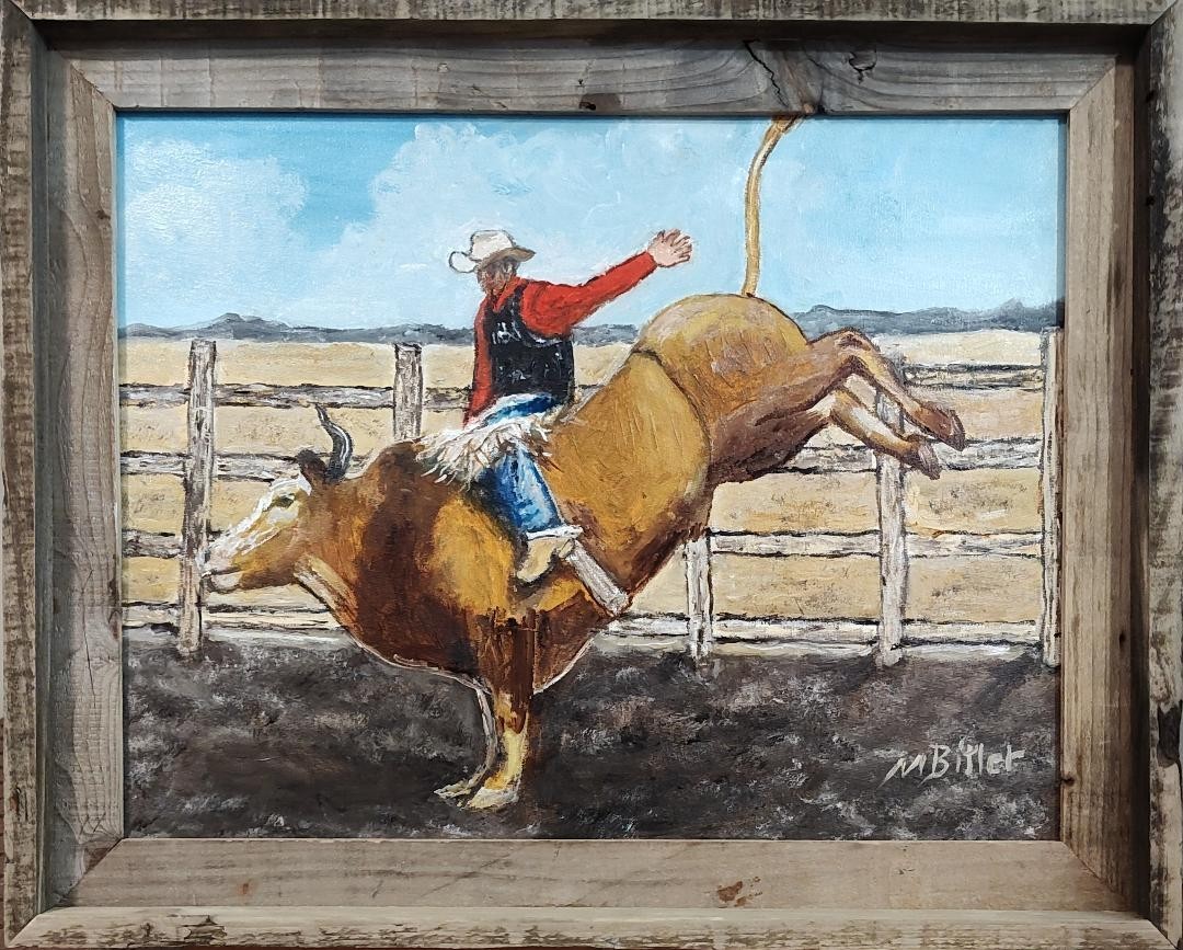 Original Western Oil Painting «Ridin Ole Faithful» by Marc Bitler