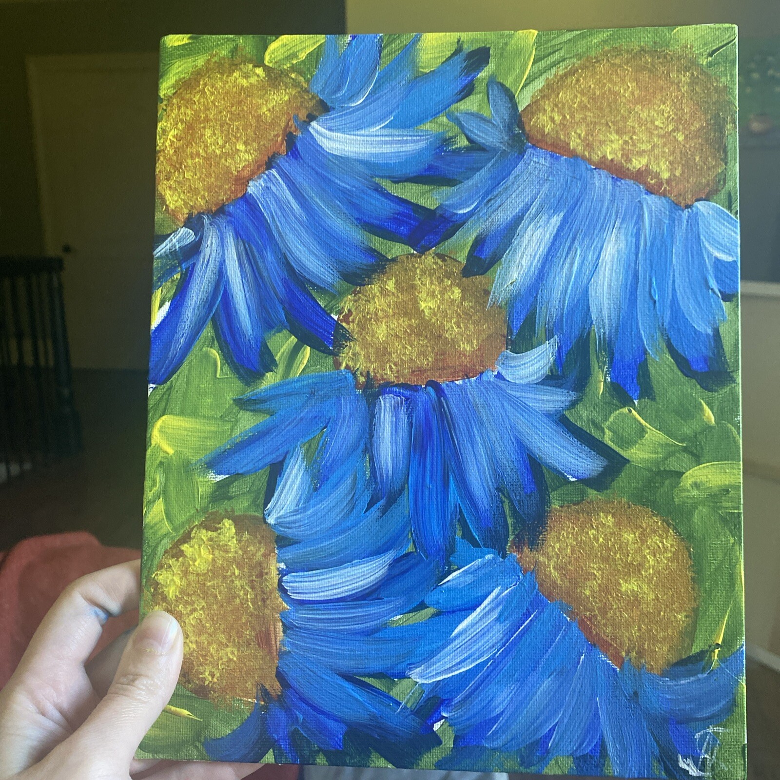 paintings on canvas Panel original 8/10, gift, Abstract Flowers,coneflower