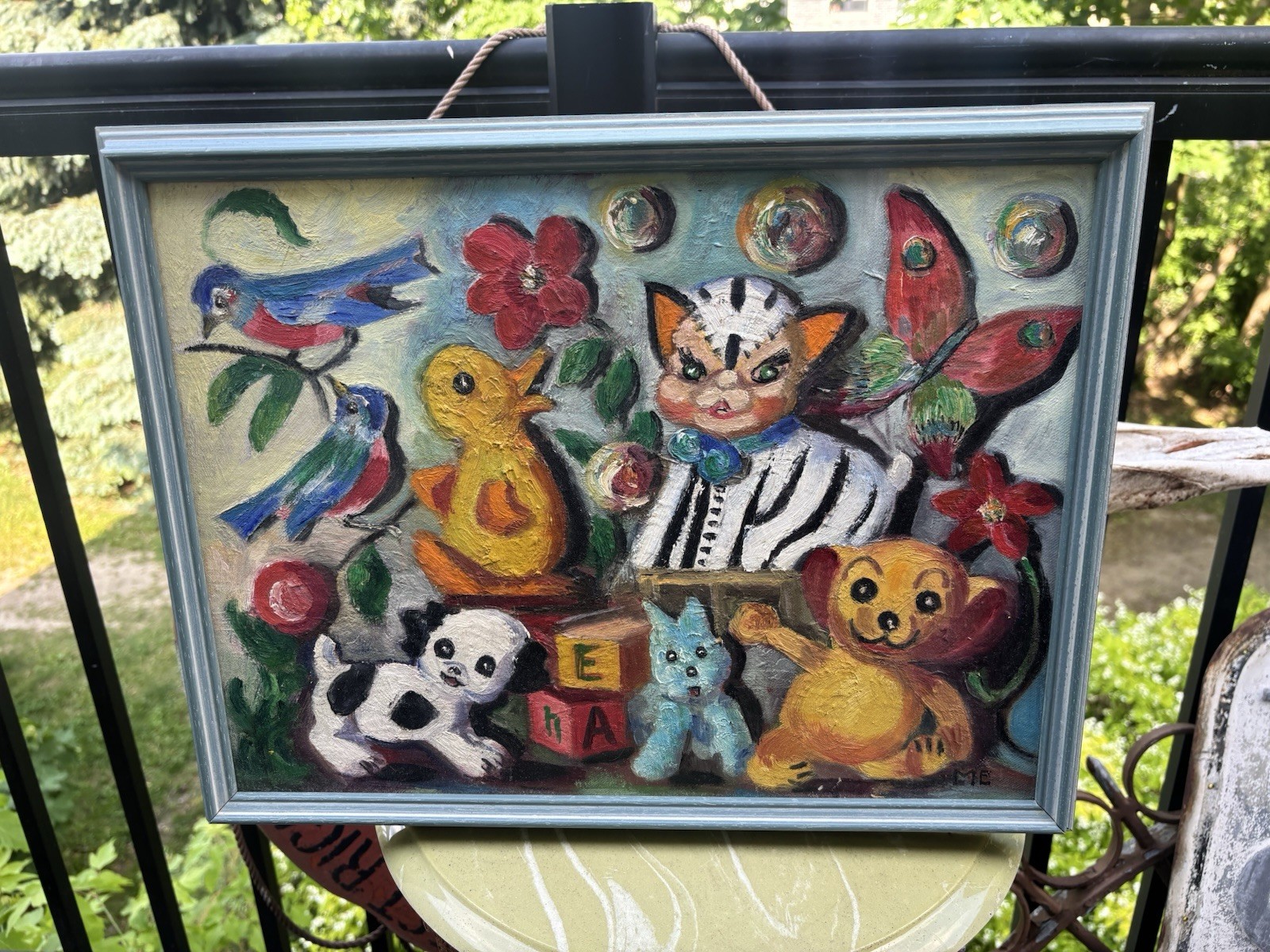 Whimsical Animal & Toy Scene Painting