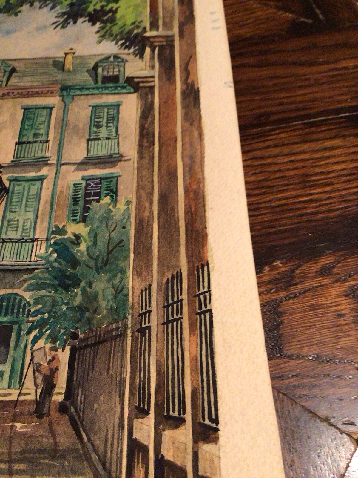 Vintage 40’s New Orleans Artist EUGENE E. LOVING watercolor PAINTING “Townhouses