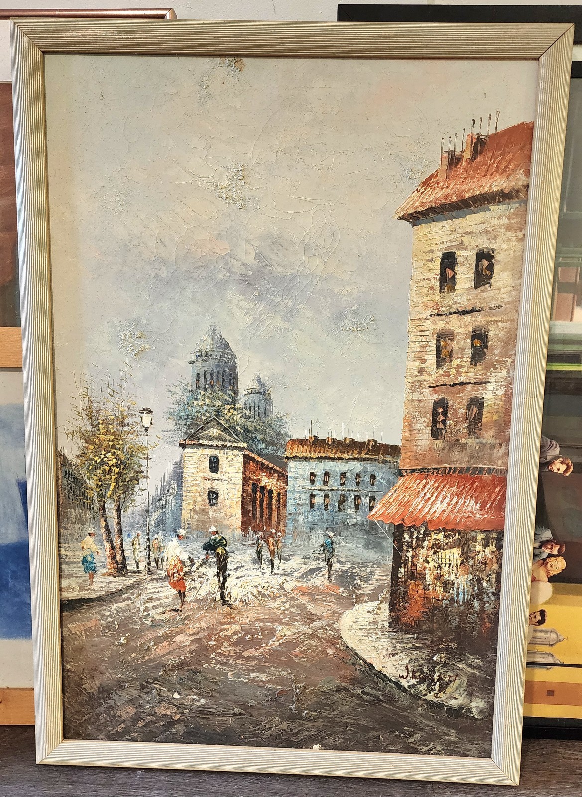 W.Burnett Painting on canvas Mid-century Impressionist 1877-1950 Paris St Scenes