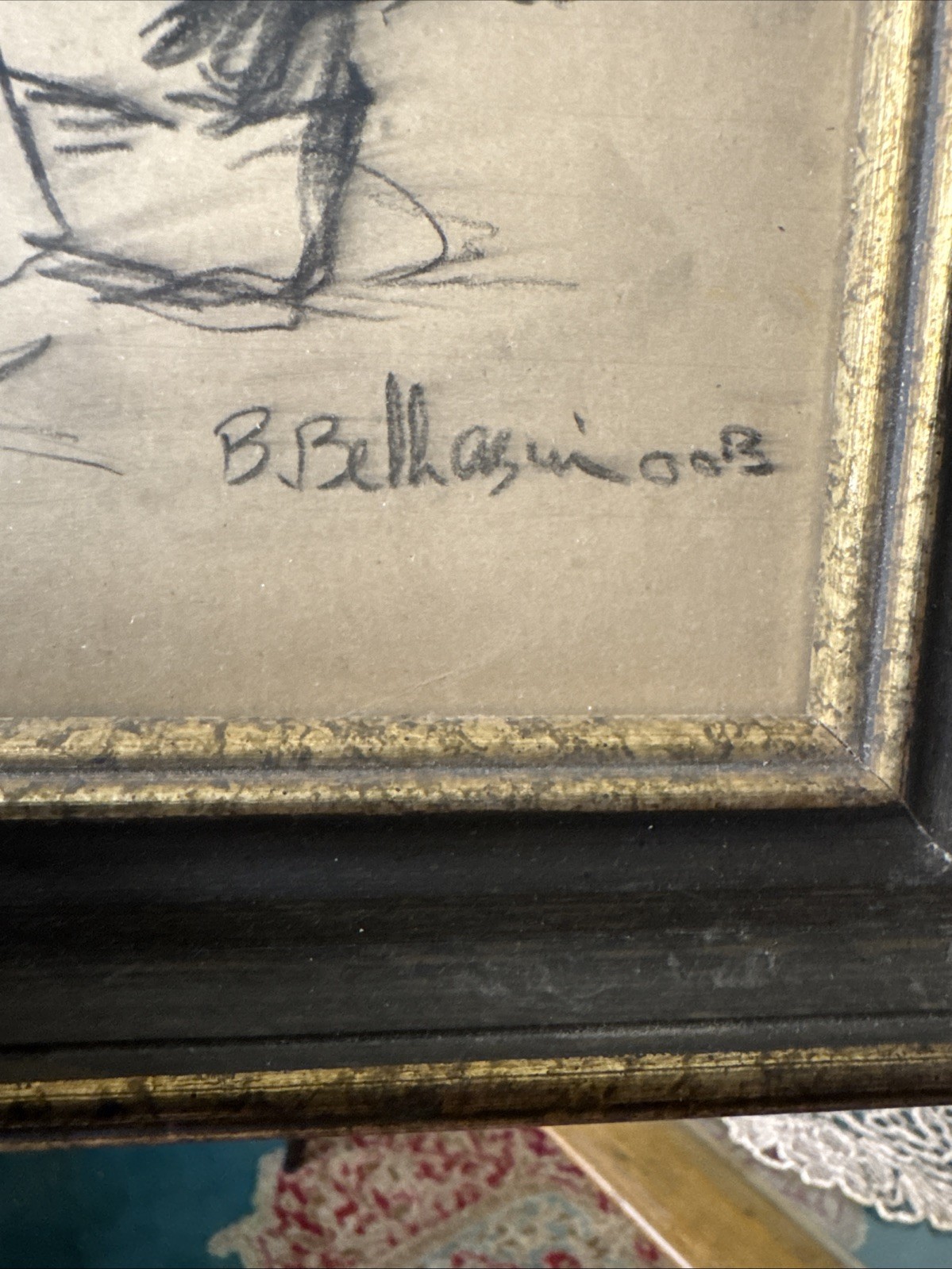 Charcoal Drawing On Smooth Panel , Signed Dated ,rare , Original ,